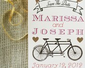 Tandem Bicycle Invitation: Vintage, Modern Wedding or Save the Date Card