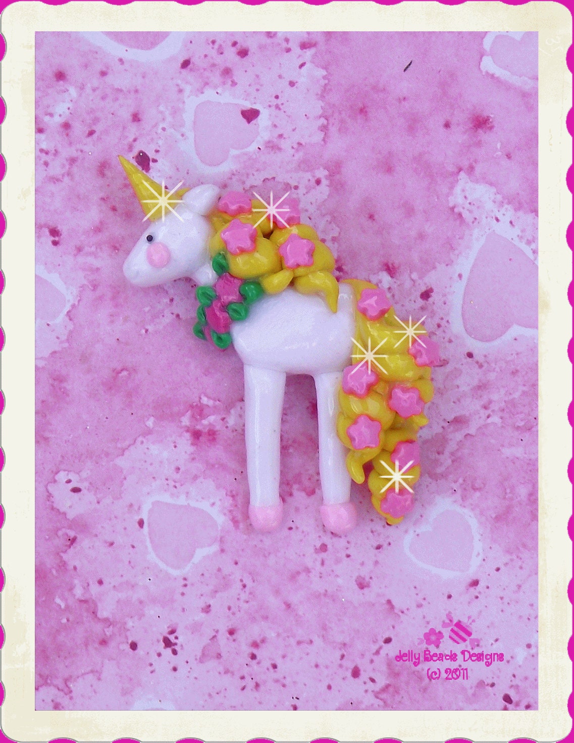 Goldilicious The Unicorn polymer clay bead/charm/bow center