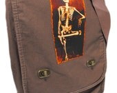 Dead Tired Skeleton - Canvas Messenger Bag - Field Style for School, College, Vacation, Book, Laptop
