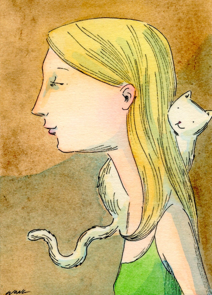 Original ACEO Painting -- Shoulder sitting