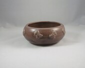 Brown Hand Thrown Butterfly Ceramic Pottery Bowl