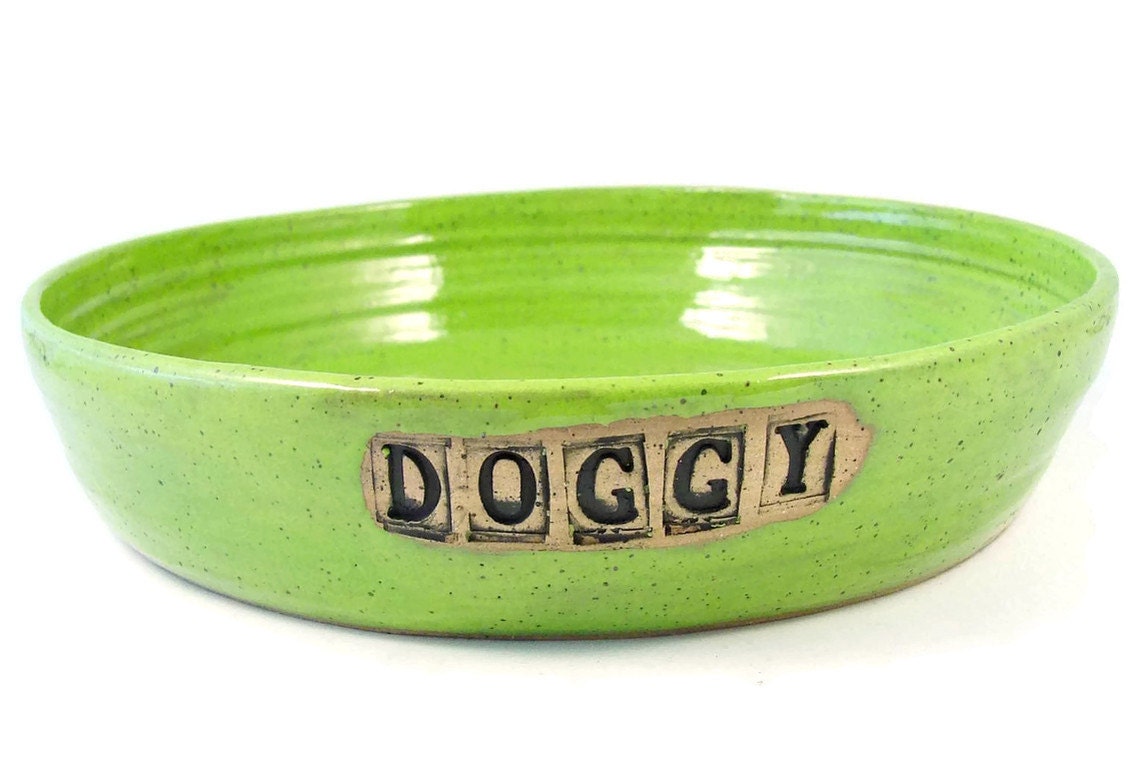 Ceramic Dog Bowl - Handmade Stoneware Clay Pottery Wheel Thrown - Ready to Ship