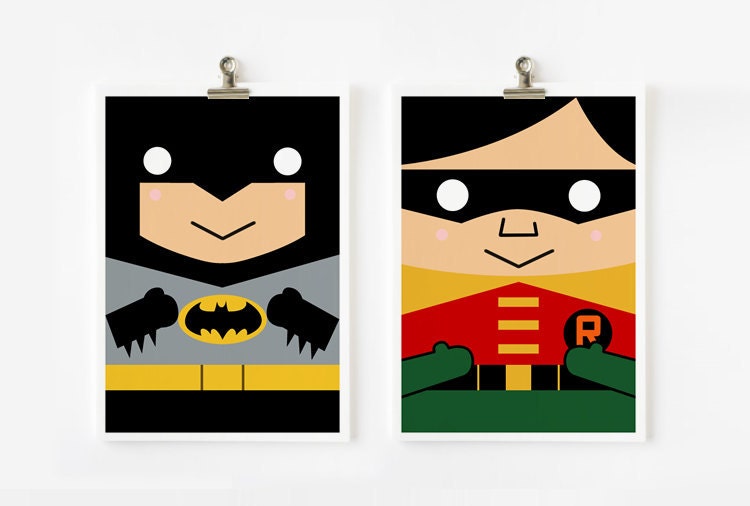 Batman and Robin 5x7 art prints - set of 2