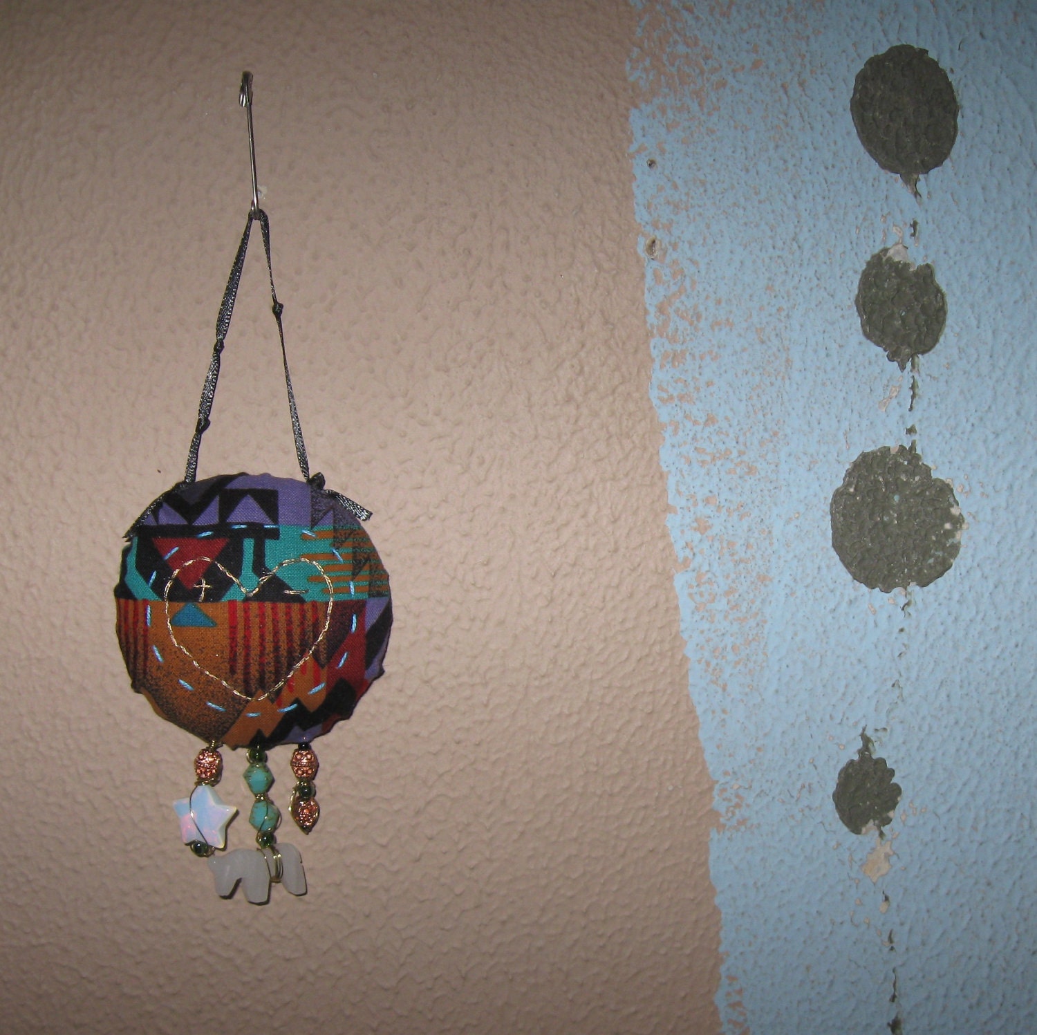 WALL HANGING SOUTHWEST Vintage Upcycle Beaded Custom "Talisman"
