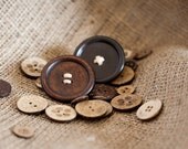 Oversized Rustic Wood Button Brooch