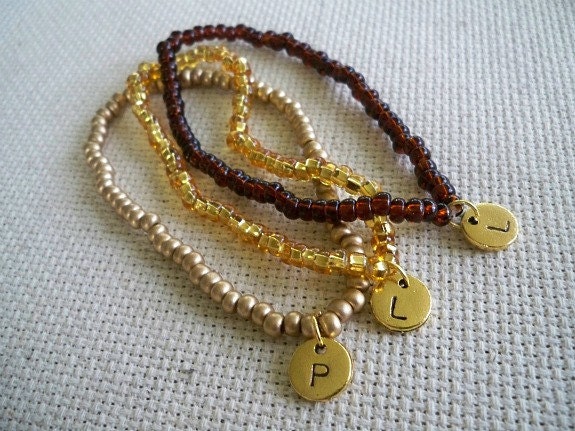 Personalized Set of Three Initial Bracelets
