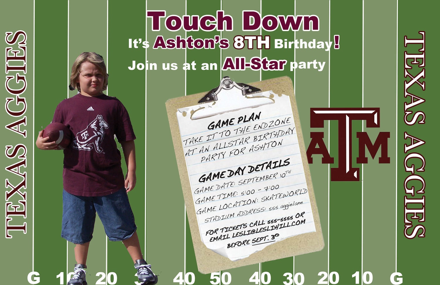 Custom All Star Football Invite
