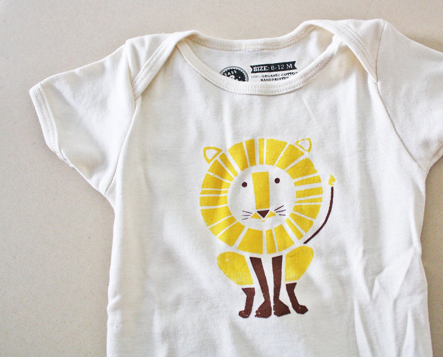 Lion Screenprinted Baby Bodysuit, Onesie, Organic Cotton, 3-6 mo, 6-12 mo,12-18 mo