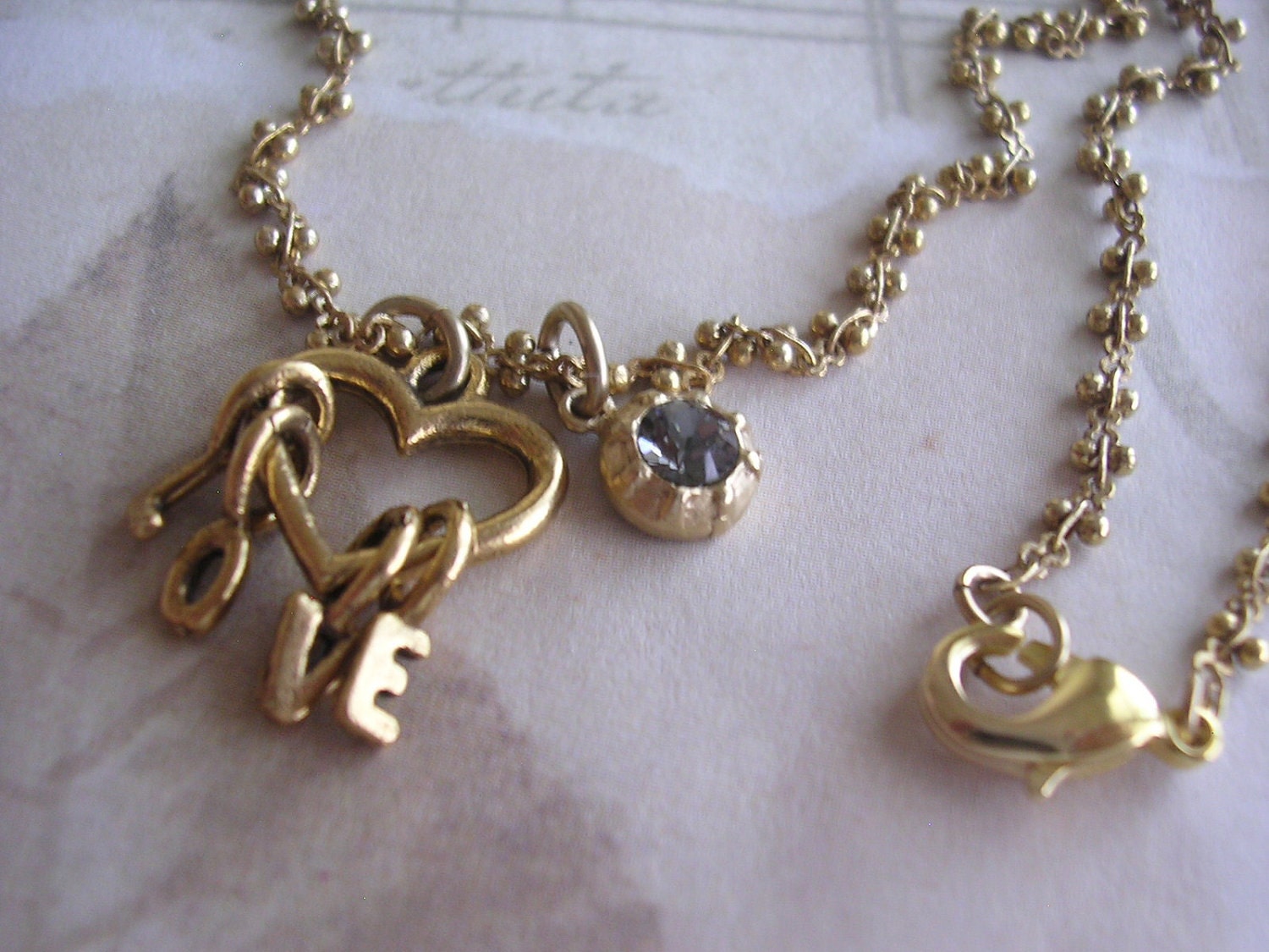 Gold Heart Love Charm Necklace