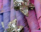 Vintage Clip On Earrings Crystal Rhinestone  Beautiful Free Shipping US and Canada