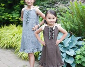 dress/tunic linen ruffle brown (size small)