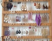 Oak Jewelry Holder, Earring Holder, 7 Peg Necklace Holder, 90 or more Pairs, Honey, Wood, Boutique Quality & Design, 6/9