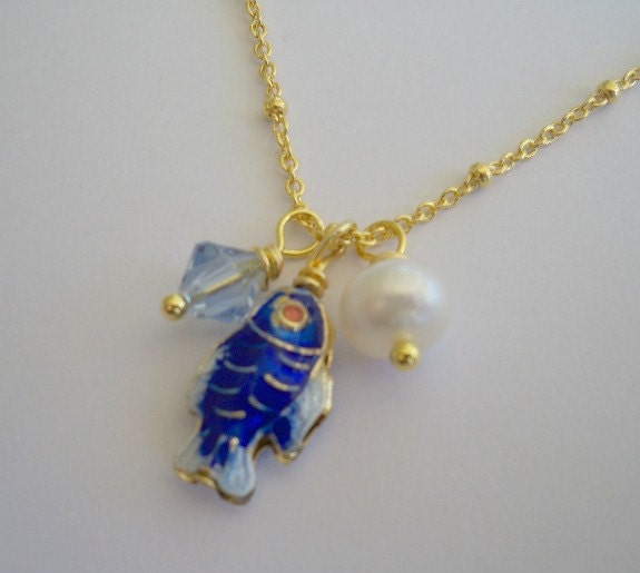 Delicate Blue Fish Necklace