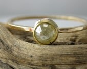 Recycled 22k & 14k Gold Textured Ring with Beautiful Rose Cut Diamond