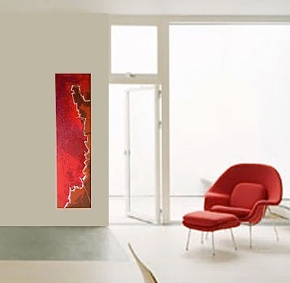 FRACTURE original abstract modern painting - gallery fine art - contemporary interior design - ooak home wall decor - red brown
