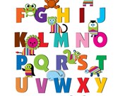 Alphabet Art Print with Animal Accents - 8 x 10 - Unframed