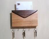 Mail And Key Holder Made Of Two Woods