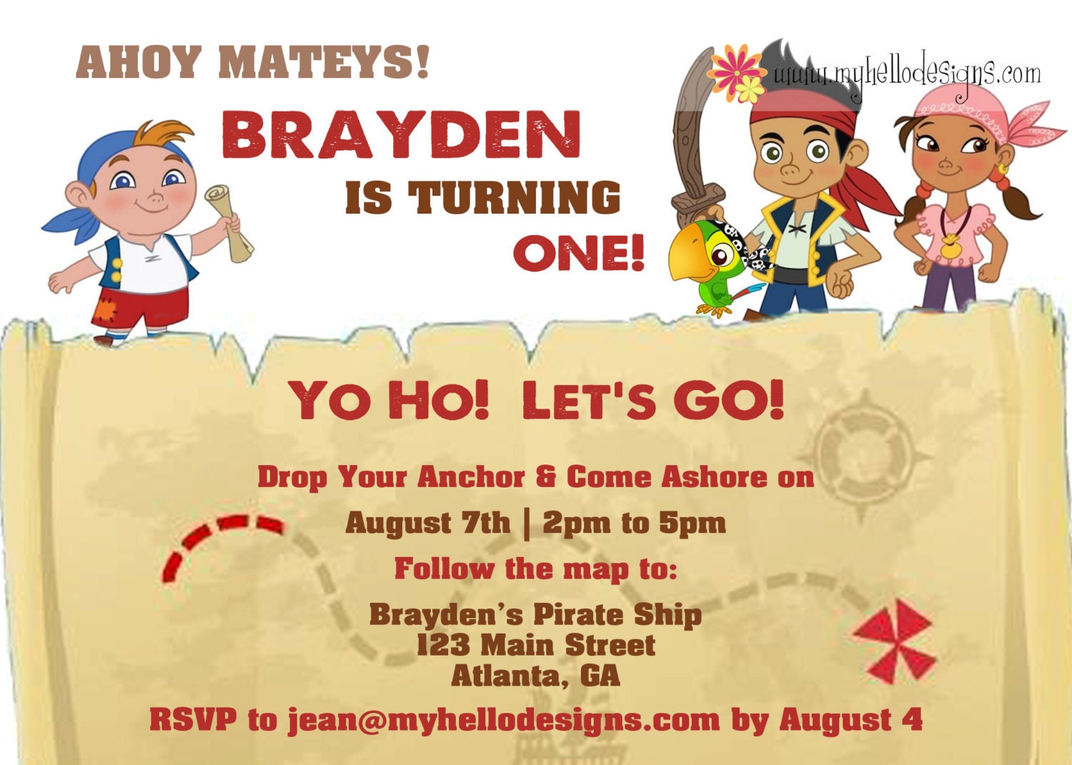 Birthday Invitation:  Jake & the Neverland Pirates
