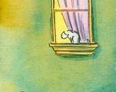 Original ACEO Painting -- Friend outside