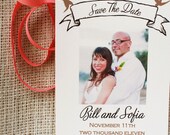 Elegant Engagment Photo Save the Date Card: customize with your wedding colors