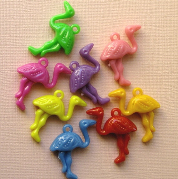 Kitschy Flamingo Charms (10) Colorful Kawaii