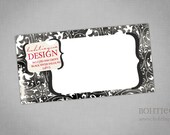 Mailing Label or Shipping Label - Crazy Days Black Damask