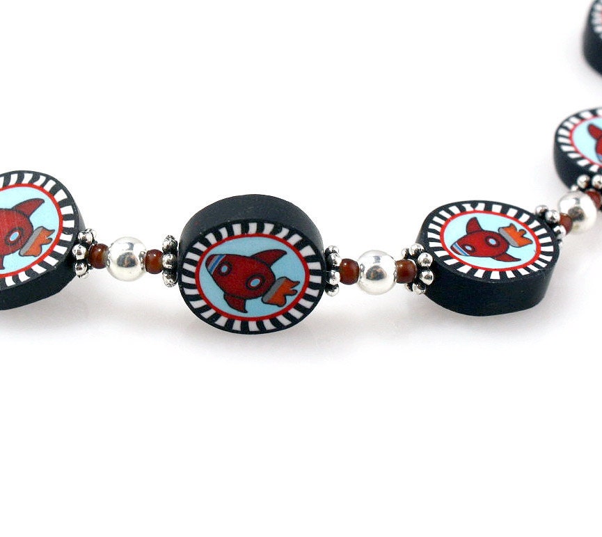 Bracelet with Retro Rocket Beads and Sterling Silver