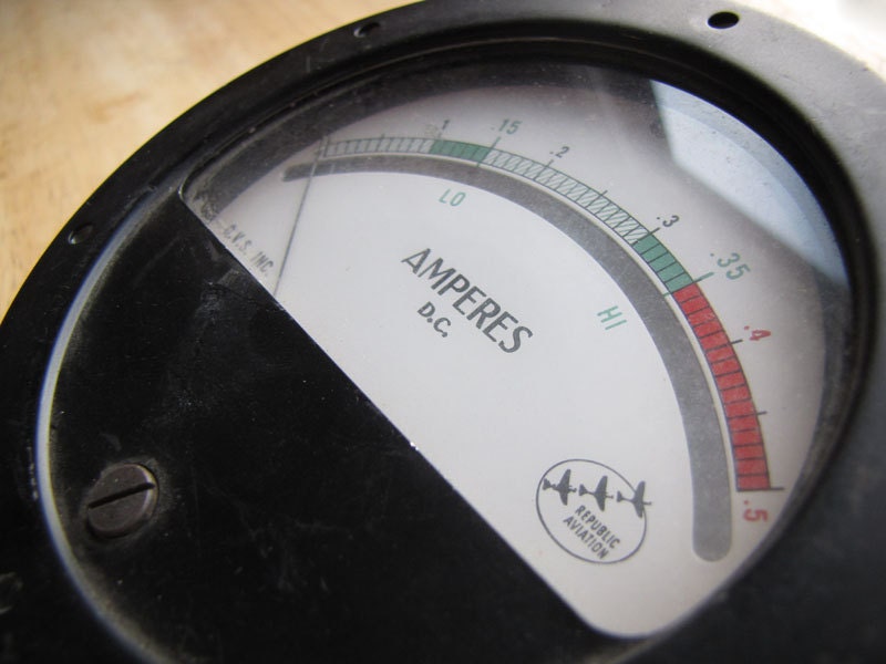 Retro Analog Panel-Mount Gauge - DC Ammeter by Republic Aviation