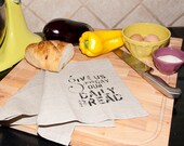 Daily Bread Linen Tea Towel Flax or White