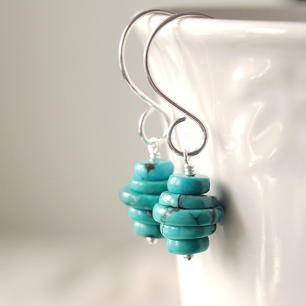 Lagoon Earrings - Turquoise - Silver - Handmade