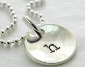 Domed Itty Bitty Initial hand stamped and personalized sterling silver necklace