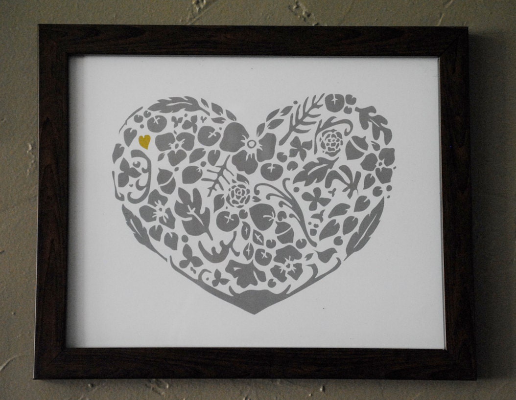 Silver & Gold Woodland Modern Heart Print Il_170x135