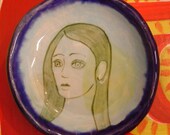 Girl on Blue Pinch Pot