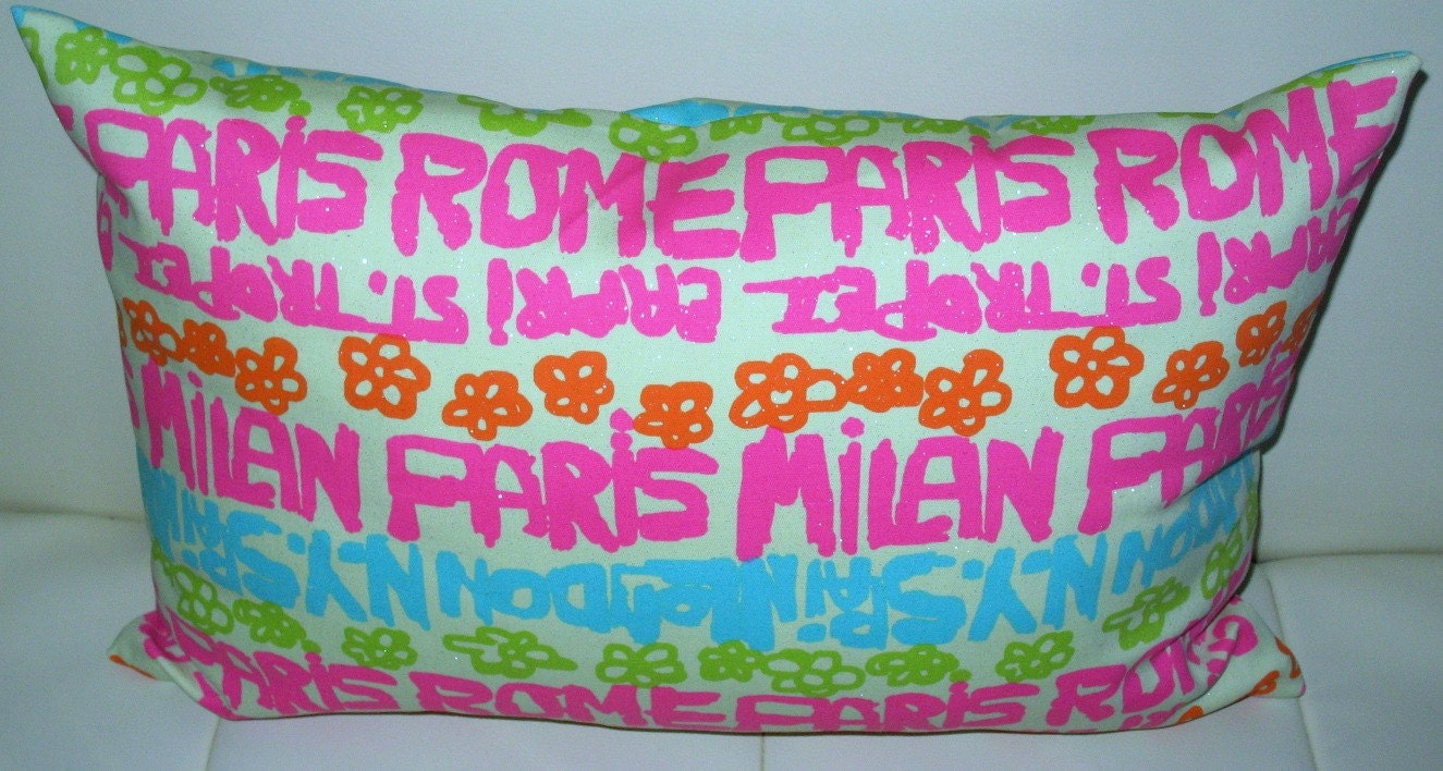 Free US shipping Outdoor/Indoor Funny, Fashionable, Bright Designer 12x18 Lumbar Pillow Cover with zipper closure and glittering layer