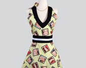 Sexy Womens Hostess , Halter Apron Flirty Fifties Glam Snapshots with a Hint of Tuxedo