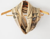 Going Hunting- Black and Camel - jersey hand printed circle scarf