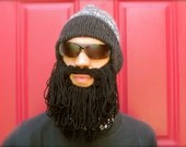 shaggy bearded stocking hat - superwash wool hat with extra fine merino wool beard
