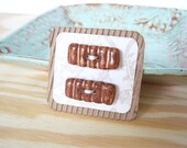 Toggle Shape Stoneware Buttons in Shino Glaze - Set of 2