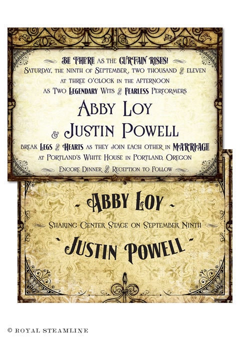 Velvet Curtain - Vintage Wedding Invitation Sample