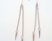 gun metal double spike earrings