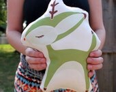Plush Deer Pillow in Green MADE TO ORDER