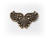 Floral Shell Cartouche / Plaque Antique Ox Brass Jewelry Findings (C)