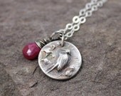 The Crane- Fine Silver And Ruby Necklace