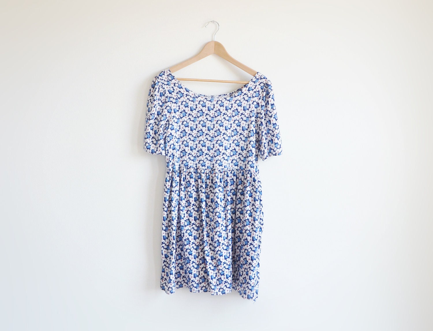 Vintage blue and white floral baby doll dress.