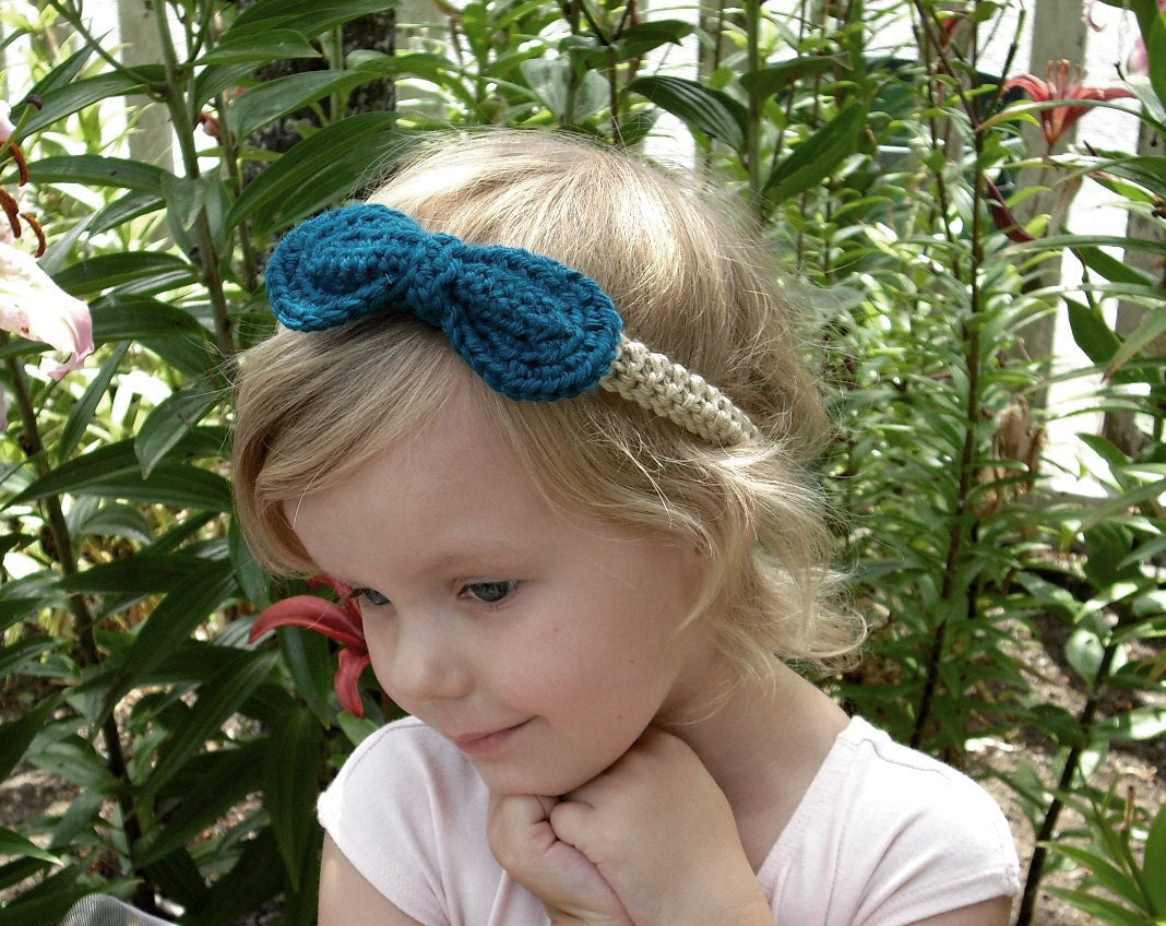 Crochet Headband With Bow. Made To order You pick Colors.