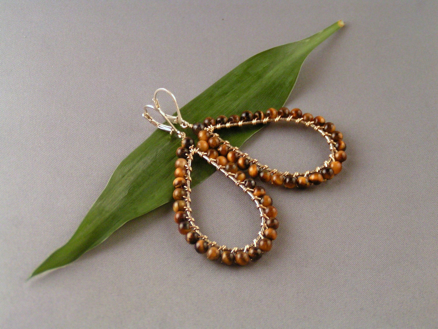 Wirewrapped Tigers Eye Earrings