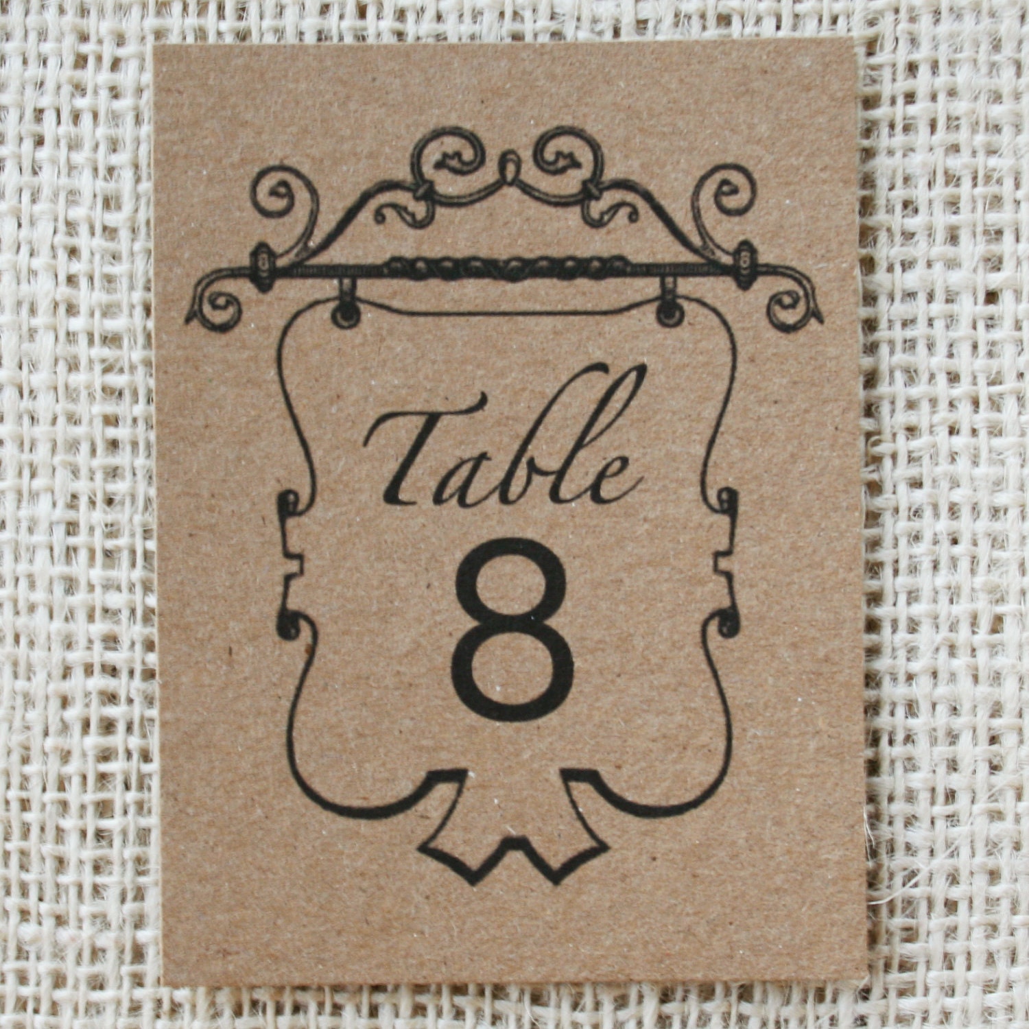 Vintage Table Numbers, Recycled Kraft Paper