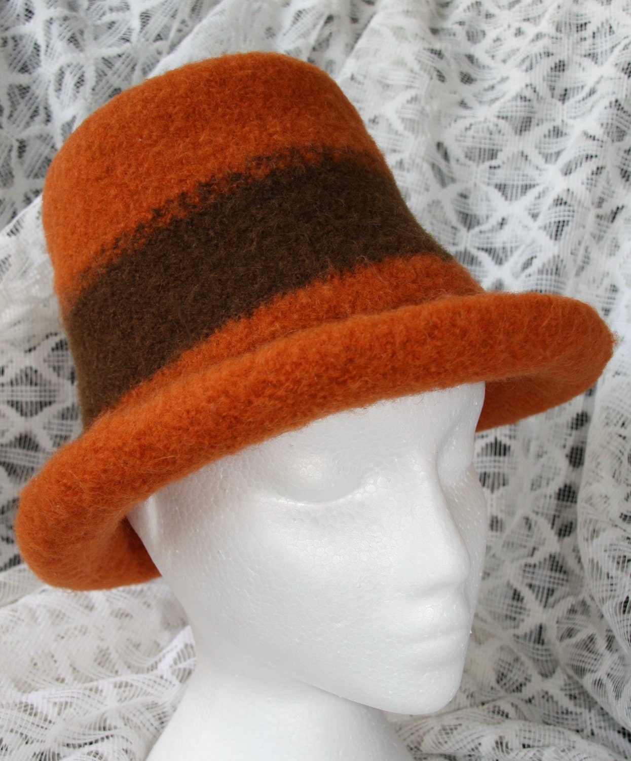 Orange Felted Wool Hat