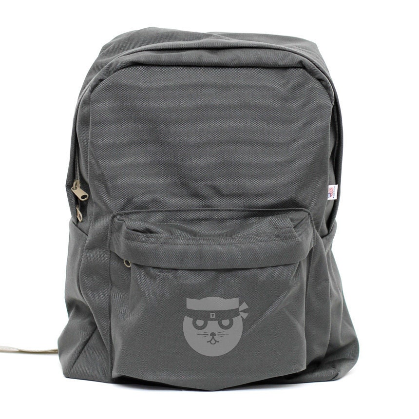 Backpack - Kung Fu Watson the Cat - Classic School Style Gray