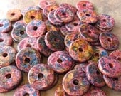 25 Greek Ceramic MELITZANIA Beads 13mm Round Washer